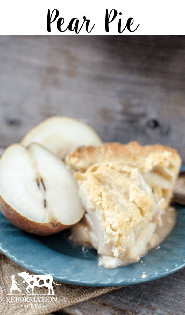 A simple, rustic, pear pie recipe filled with sweet pear and cinnamon flavor between flakey layers of crust that might have you forgetting about apple pie.