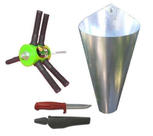 Kill cone and butchering knives