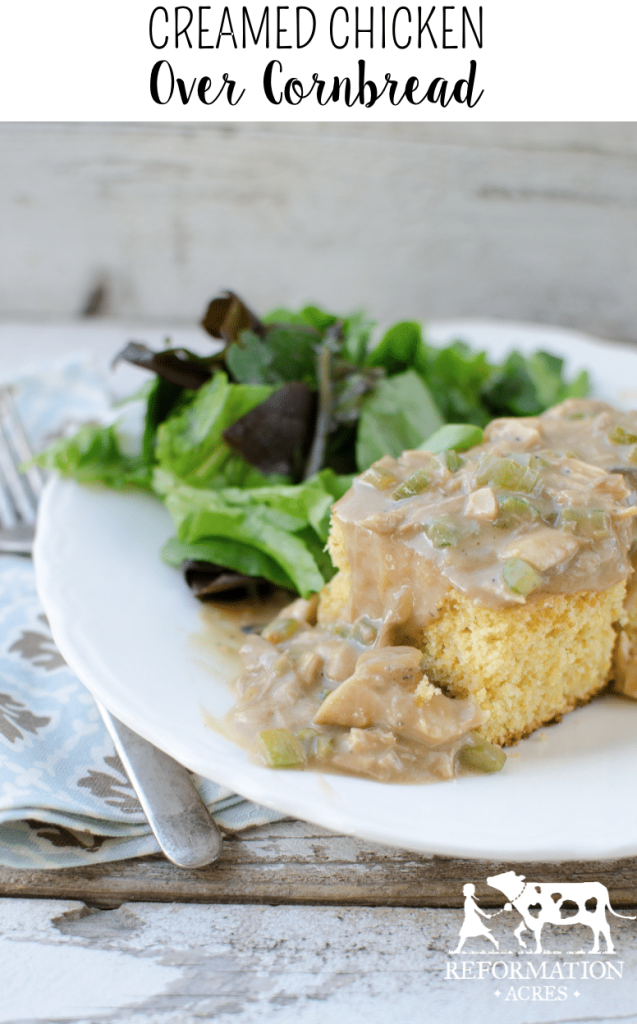 Creamed Chicken over Cornbread