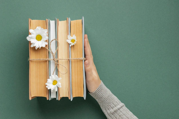 books with flowers