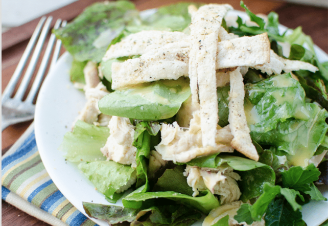 Grilled Chicken Salad with Herbed Tortilla Croutons