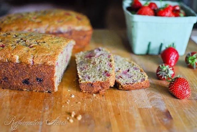 Strawberry Banana Walnut Quick Bread