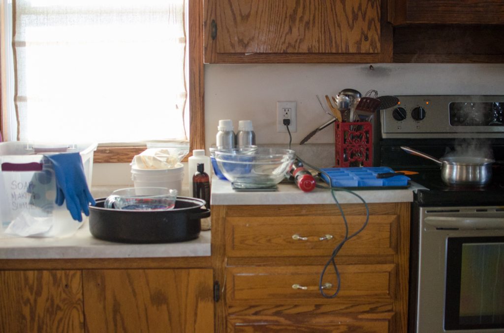 Making Tallow Soap in the kitchen
