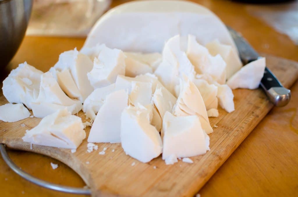 render tallow for soap making-5 cutting tallow into pieces