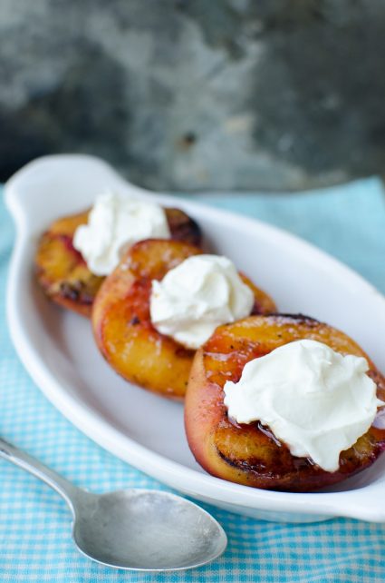 Grilled Peaches with Homemade Mascarpone Cheese