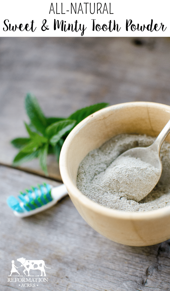 Minty Sweet Tooth Powder Recipe is an all-natural, child-friendly tooth powder that masks salty baking soda and is tasty enough to encourage kids to brush.ย
