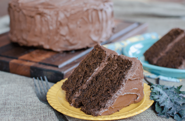 Chocolate Kale Cake with Fudge Frosting I'm gonna let you in on my little secret to get a moist chocolate cake recipe using a special, stealth-veggie ingredient.... kale! Chocolate Kale Cake is not your everyday, run of the mill chocolate cake, my friends!