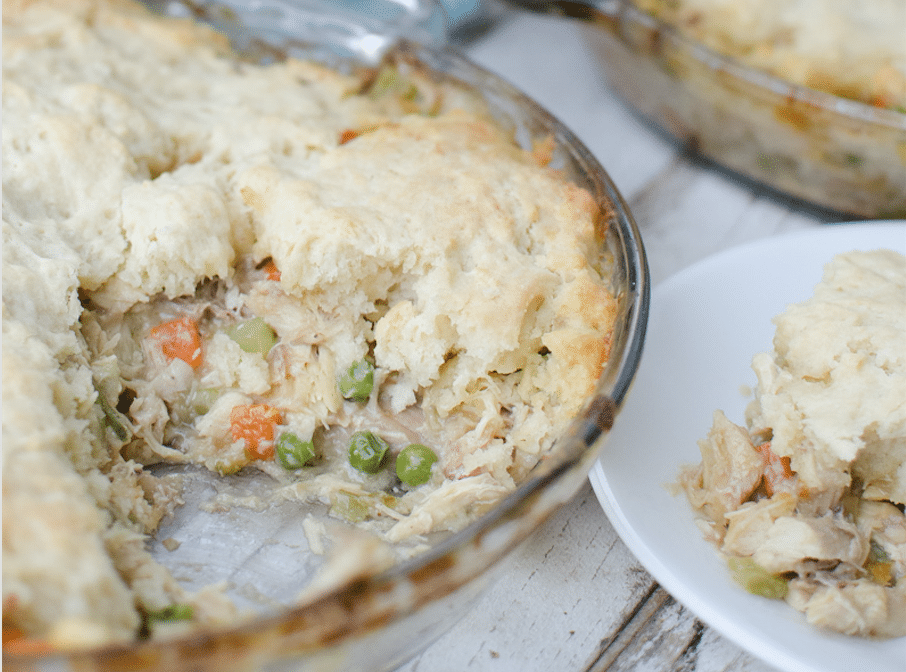 chicken pot pie close up piece missing