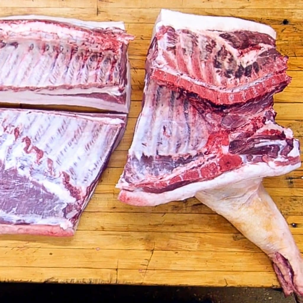 front shoulder of pig on counter