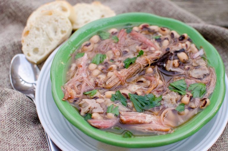 ham-hock-soup- in bowl on plate
