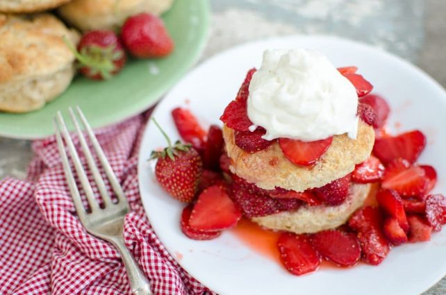 Strawberry Shortcake with Honey Sourdough Biscuits