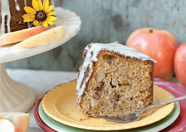 piece of apple cake close up