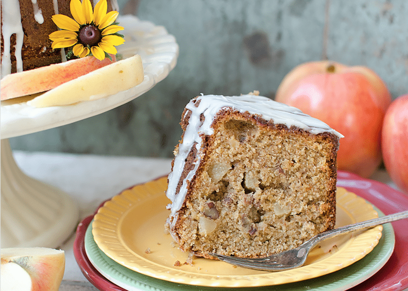 piece of apple cake close up