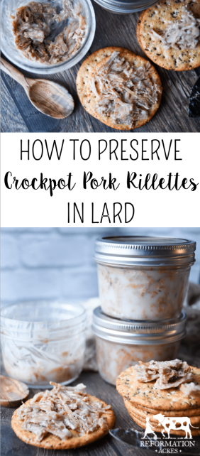 This is a delicious recipe for how to make french pork rillettes in a crockpot and preserve them in lard!