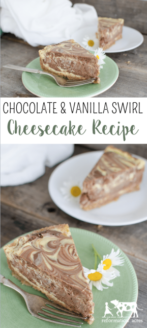 This Creamy Chocolate Swirl cheesecake with layers of chocolate and vanilla swirled to make a beautiful marbled appearance is the best cheesecake ever! 