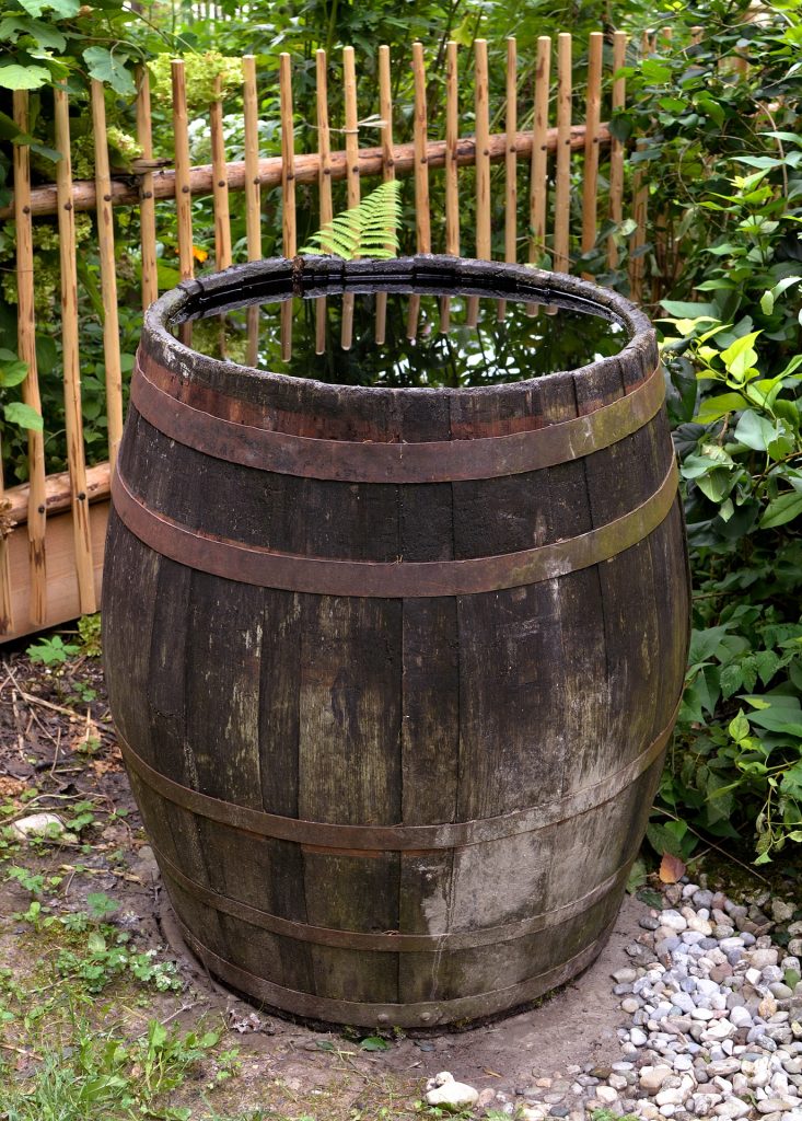 A barrel filled with water