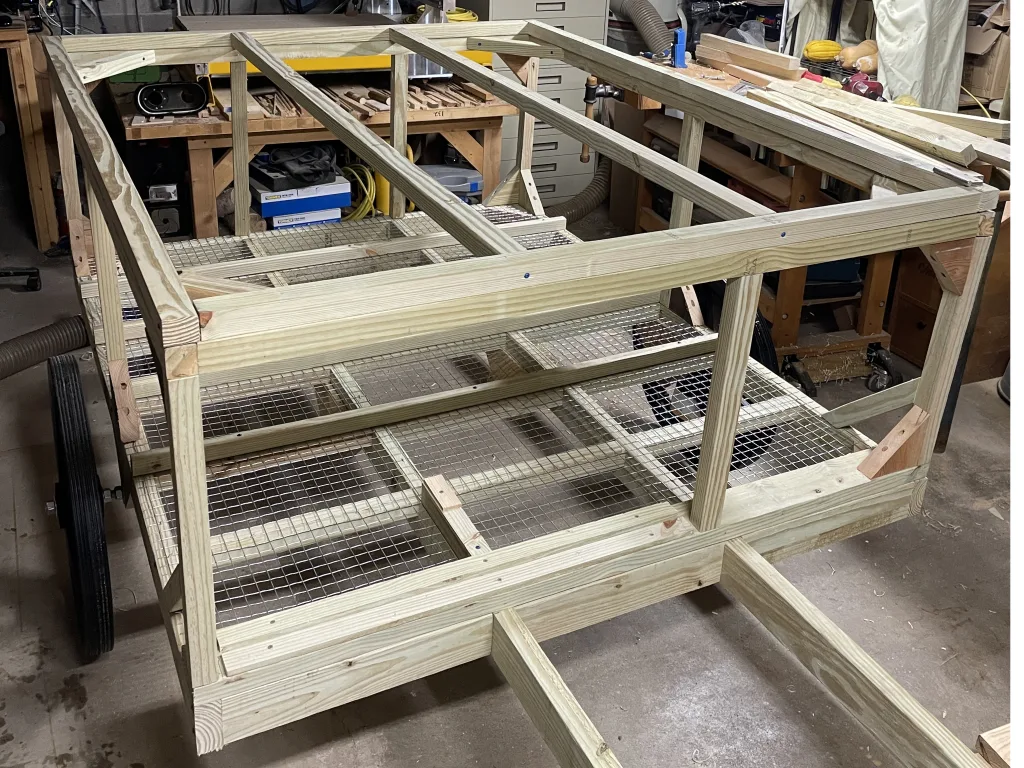 frame of the diy mobile chicken coop