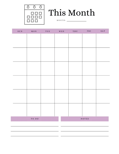 month at a glance sheet
