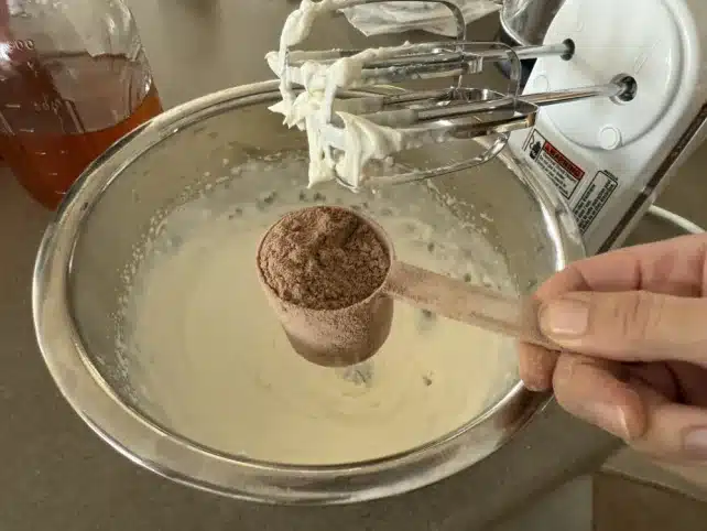 making frozen chocolate protein ice cream drops