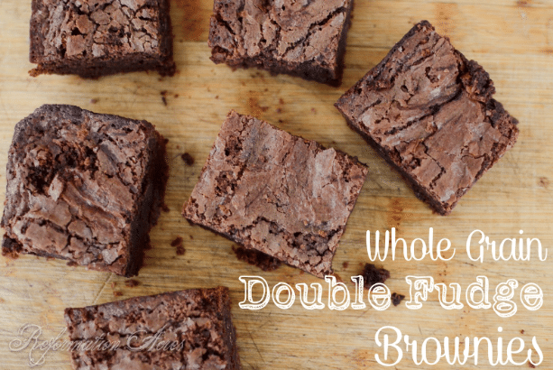 Double Fudge Brownies made with the goodness of whole grains! | reformationacres.com