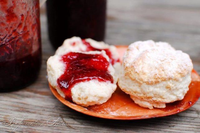 Sunshine Strawberry Jam on biscuits