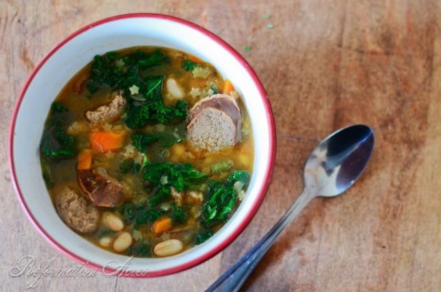 Kielbasa & White Bean Soup with Kale