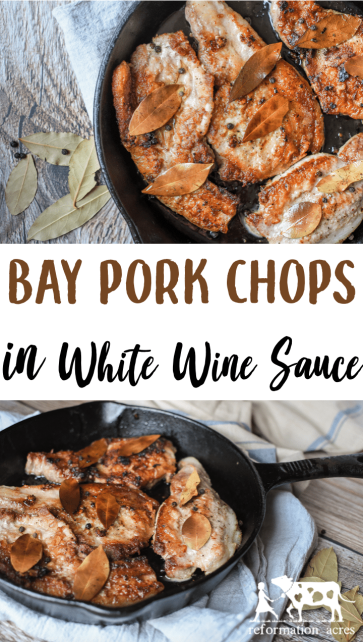 Bay Pork Chops with Peppercorns in White Wine Sauce