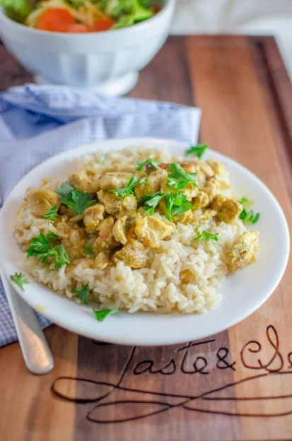 Butter Chicken Recipe on a white plate