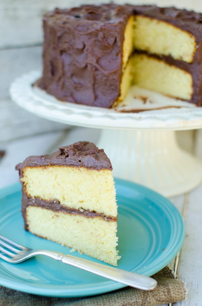 Yellow Cake with Chocolate Mascarpone Frosting