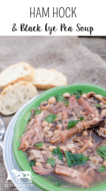 Tender, smoky, and salty ham falls off the bone when you make Ham Hock Soup. Black Eyed Peas soak up the flavor of the perfectly seasoned rich broth. Grab a slice of crusty bread to sop up every last drop!