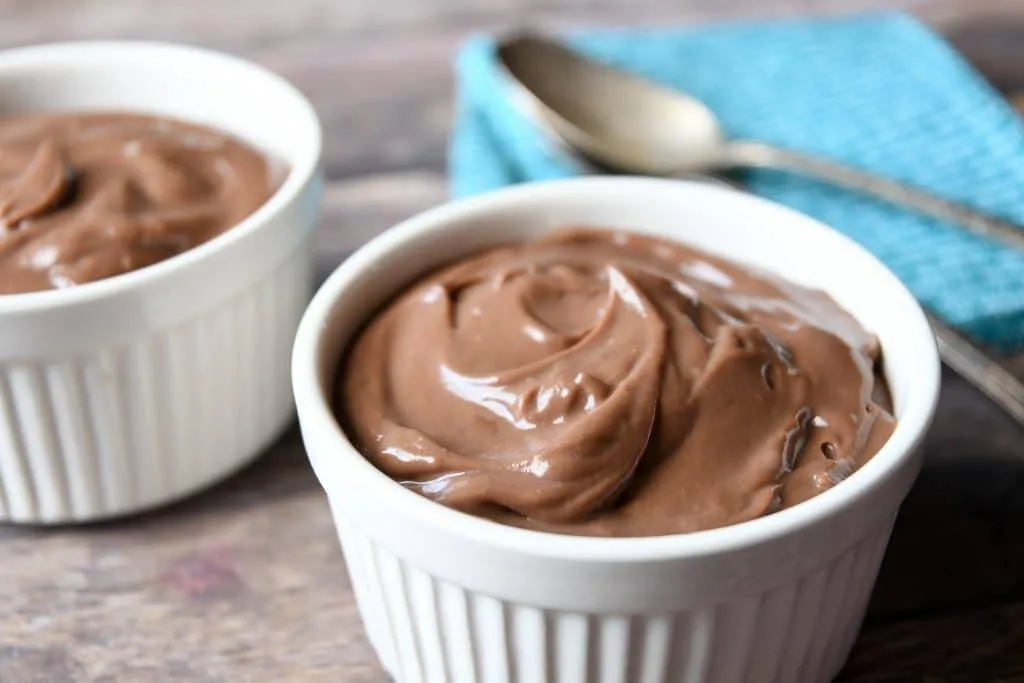 chocolate pudding on table
