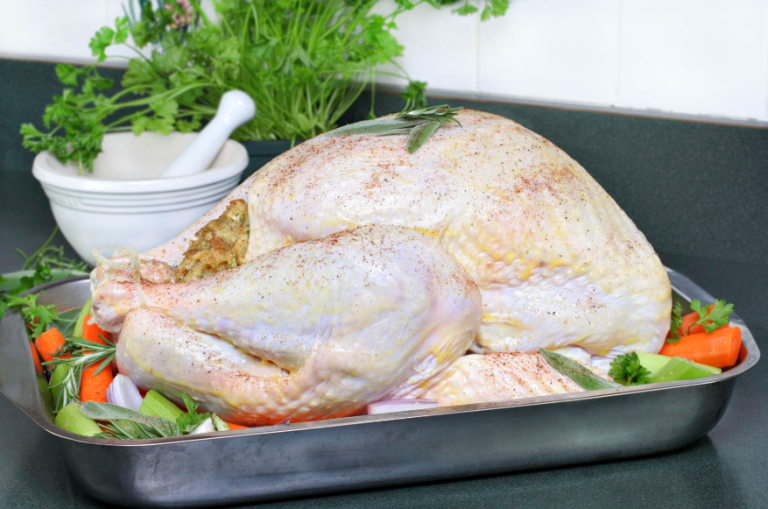 Preparing a raw turkey