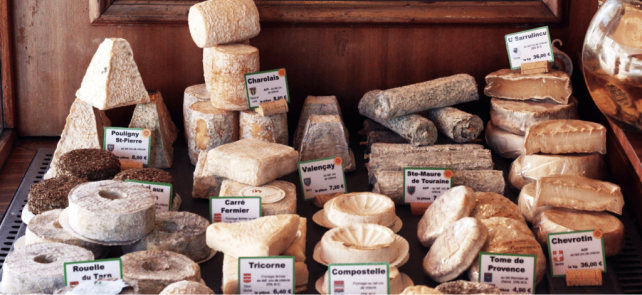 Goat cheese like Pouligny St. Pierre, Chevrotin, Rouelle du Tarn, Tome de Provenance,  Sainte-Maure de Touraine 